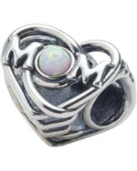 PANDORA - Accessoires ,Grijs ,Openwork Mom & Heart Charm - Lyst