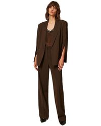 Twinset - Broeken ,Bruin ,Polyester Pantalone C/Elastico - Lyst