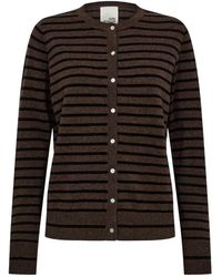 Sofie Schnoor - Gestreepte Donkerbruine Vest Met Knopen - Lyst
