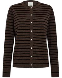Sofie Schnoor - Gestreepte Donkerbruine Vest Met Knopen - Lyst
