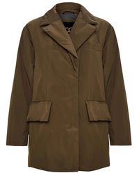 CESARE GASPARI - Jassen ,Bruin ,Leer Blazer Met Riem En Quiltpatroon - Lyst