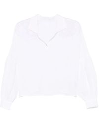 120% Lino - Weiße Leinenhemd Lange Ärmel Klassischer Kragen - Lyst