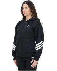adidas - Fitness ,Zwart ,Katoen Future Icons 3-Stripes Full-Zip Hoodie - Lyst