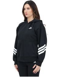 adidas - Fitness ,Zwart ,Katoen Future Icons 3-Stripes Full-Zip Hoodie - Lyst