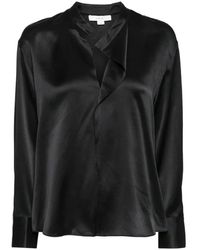 Vince - Elegante Schwarze Seidenbluse Mit Langen Ärmeln - Lyst