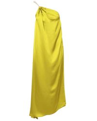 SIMONA CORSELLINI - Grünes one-shoulder kleid mit goldenem träger - Lyst