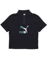 PUMA - Schwarzes poloshirt mit kurzen ärmeln - Lyst