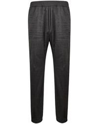 DSquared² - Broeken ,Grijs ,Wol Wollen Broek Met Elastische Tailleband - Lyst