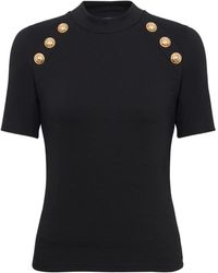 Balmain - Camiseta negra de cuello redondo - Lyst