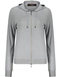 Moorer - Hoodies & Sweatvesten ,Grijs ,Wol Gebreide Hoodie Met Rits - Lyst