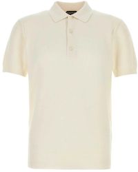 Tom Ford - Tops ,Wit ,Katoen Silk Cotton Piquet Ss Polo - Lyst