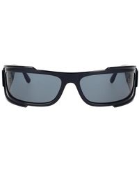 Versace - Rechteckige sonnenbrille mit dunkelgrauer linse und schwarzem rahmen - Lyst
