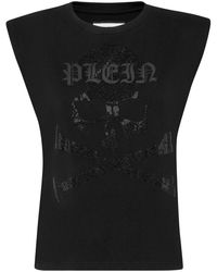 Philipp Plein - Tops ,Zwart ,Katoen Tank Top Skull&Bones - Lyst
