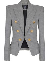 Balmain - Jassen ,Zwart ,Wol 6-Button Jasje - Lyst