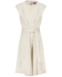 Woolrich - Beiges Baumwollkleid Mit Taillenband - Lyst