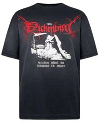 John Richmond - Tops ,Zwart ,Katoen T-Shirt Met Grafische Print - Lyst