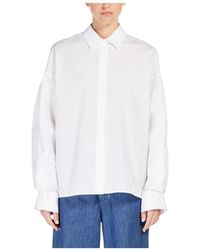 Max Mara - Weiße asymmetrische baumwollbluse - Lyst