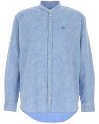 Etro - Overhemden ,Blauw ,Katoen Gestreepte Overhemd - Lyst