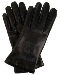 Moschino Handschuhe mit Logo-Stickerei in Schwarz Damen Accessoires Handschuhe 