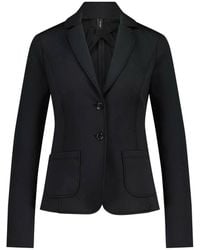 Marc Cain - Jassen ,Zwart ,Leer Stretchjersey Blazer Met Mouwsplitten - Lyst