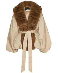ROTATE BIRGER CHRISTENSEN - Faux Fur Collar Coat - Lyst