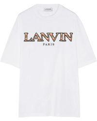 Lanvin - Weißes curb t-shirt jersey baumwolle logo - Lyst