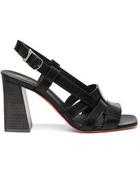 Santoni - Schwarze Leder-High-Heel-Beyond-Sandale Für Damen - Lyst