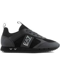 EA7 - Sneakers in pelle scamosciata nera e bianca - Lyst