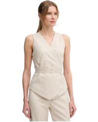 Sandro Ferrone - Jassen ,Leer Gilet Met Strikceintuur - Lyst