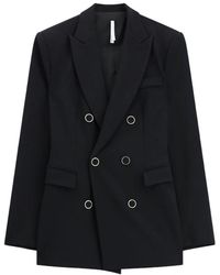 Imperial - Jassen ,Zwart ,Polyester Giacca Doppiopetto Strutturata - Lyst