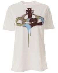Vivienne Westwood - Tops ,Wit ,Katoen Spray Orb Classic T-Shirt - Lyst