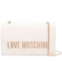 Love Moschino - Ivory logo tasche mit verstellbarem kettenriemen - Lyst