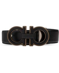 Ferragamo - Accessoires ,Zwart ,Leer Double Adjustable Gancini Riem - Lyst