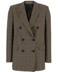 Tagliatore - Jassen ,Bruin ,Wol Jasmine Double Breasted Check Jacket - Lyst