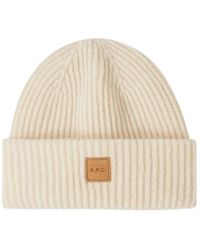 A.P.C. - Accessoires ,Wol Muts Met Pompon - Lyst