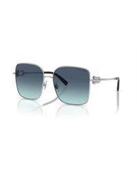 Tiffany & Co. - Zilver Blauw Getinte Zonnebril - Lyst