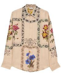 Pierre Louis Mascia - Zijden Longsleeve Shirt Met Prachtige Prints - Lyst