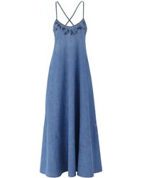 Ermanno Scervino - Kleedjes ,Blauw ,Denim Flowing Denim Maxi Dress - Lyst