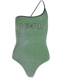 KARL LAGERFELD - Badmode ,Groen ,Polyester Ikonik Lurex Badpak - Lyst