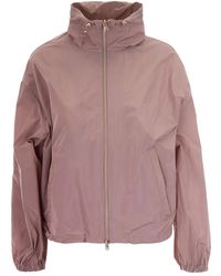 Herno - Jassen ,Roze ,Polyester Jas Met Hoge Kraag - Lyst
