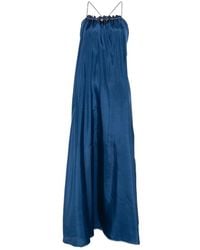 Zimmermann - Kleedjes ,Blauw ,Satijn Aster Jurk Met Kralen En Ruches - Lyst