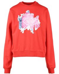 DIESEL - Hoodies & Sweatvesten ,Rood ,Katoen Katoenen Sweatshirt - Lyst