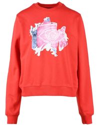 DIESEL - Hoodies & Sweatvesten ,Rood ,Katoen Katoenen Sweatshirt - Lyst