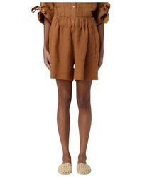 120% Lino - Gelbe Leinen-Shorts Mit Lockerer Passform - Lyst