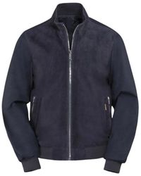 Moorer - Jassen ,Blauw ,Wol Axten Reversible Bomberjack - Lyst