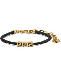 Versace - Greca Leather Bracelet - Lyst