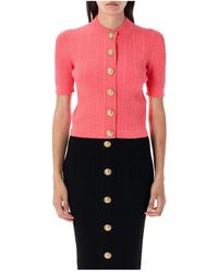 Balmain - Truien & Vesten ,Roze ,Polyester Rose Foncé Gebreide Kleding Aw 25 - Lyst