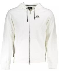 La Martina - Weiße baumwoll-sweatshirt mit kapuze und reißverschluss - Lyst
