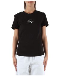 Calvin Klein - Camiseta slim fit de algodón con bordado de logo - Lyst