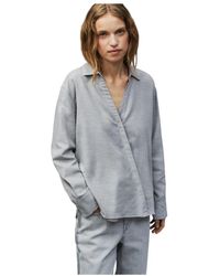 Closed - Overhemden ,Grijs ,Katoen Asymmetrische Blouse - Lyst